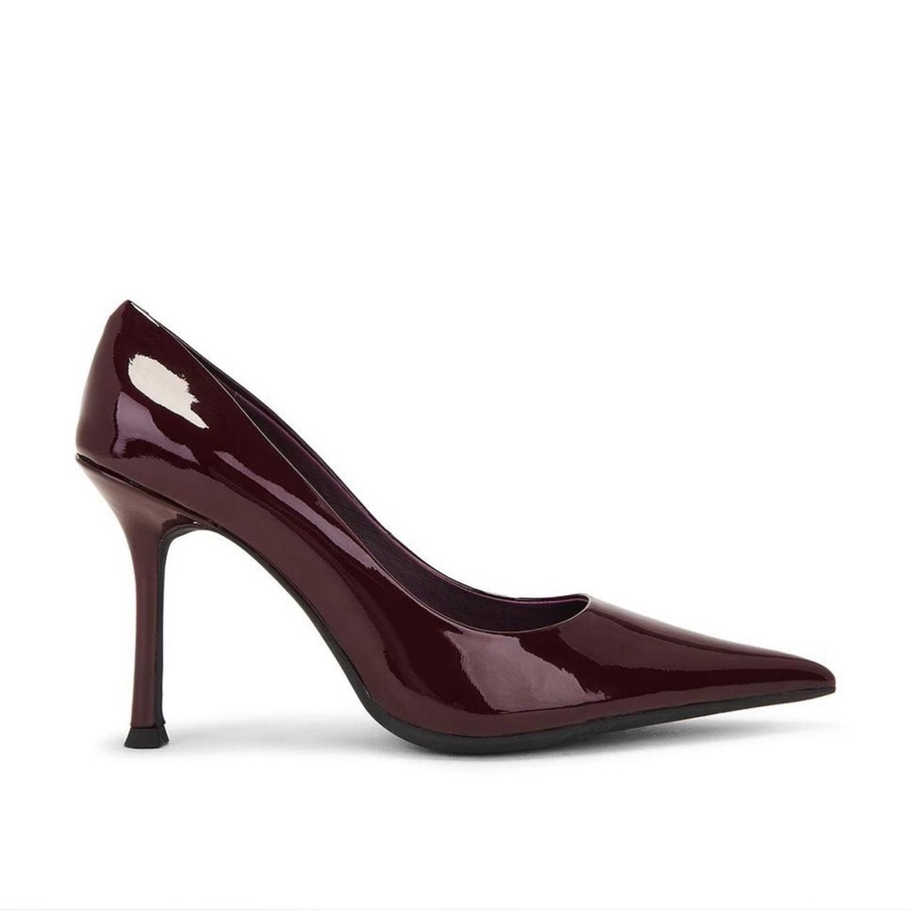 Jeffrey Campbell pointed toe pump in wine patent
